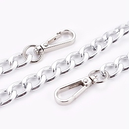 Bag Strap Chains, with Aluminum Curb Link Chains and Alloy Swivel Clasps, Platinum & Silver, 40cm, Link: 16.5x11.5x3.5mm, Clasps: 38x12x5.5mm