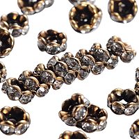 Arricraftl 200pcs 6mm Crystal Czech Rhinestone Wavy Spacer Beads Antique Bronze Plated Brass Rondelle Spacer Beads for Jewelry Making