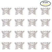 PandaHall Elite 20 Pcs Size 9x11.5x2mm Rack and Vacuum Plating Brass Butterfly Charms Pendant Silver