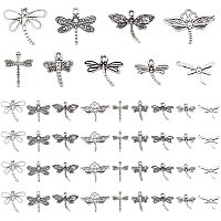 PandaHall Elite 90pcs 9 Styles Dragonfly Charms Flying Animal Charms Alloy Tibetan Pendants for Spring Summer DIY Necklace Bracelet Jewelry Making, Antique Silver