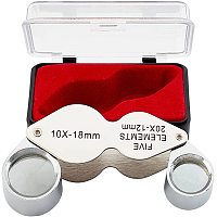 SUNNYCLUE 1 Box 10X 20X Alloy Illuminated Jeweler's Eye Loupe Foldable Glass Portable Jewelry Pocket Magnifier for Gems Rocks Stamps Coins Watches Hobbies Antiques Models Photos