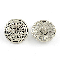 Honeyhandy Tibetan Style Half Round Alloy Shank Buttons, Cadmium Free & Lead Free, Antique Silver, 17x7.5mm, Hole: 2mm