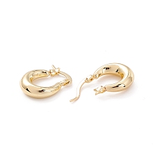 Honeyhandy Chunky Huggie Hoop Earrings for Women, Real 18K Gold Plated, 19x15x5mm, Pin: 0.4mm