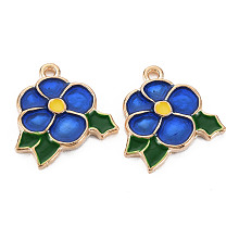 ARRICRAFT Rack Plating Alloy Pendants, Cadmium Free & Lead Free, Flower, Blue, 18.5x18.5x2mm, Hole: 1.6mm