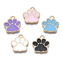 Honeyhandy Alloy Enamel Pendants, Cadmium Free & Lead Free, Dog Paw Prints, Mixed Color, 17.5x16x1.5mm, Hole: 2mm