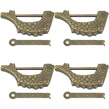 SUPERFINDINGS About 4 Sets 2.34x1.22x0.73Inch Antique Bronze Vintage Antique Lock Chinese Lock Retro Padlock Alloy Fish Shape LadLocks with Key for Wooden Drawer Jewelry Box