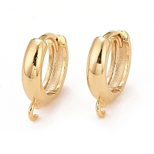 Honeyhandy Rack Plating Eco-friendly Brass Chunky Hoop Earring Findings, with Horizontal Loop, Lead Free & Cadmium Free, Ring, Real 24K Gold Plated, 14x12x3mm, Hole: 1mm, Pin: 1mm