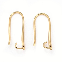 Honeyhandy Rack Plating Eco-friendly Brass Earring Hooks, with Horizontal Loop, Lead Free & Cadmium Free, Real 24K Gold Plated, 20.5x2.5mm, Hole: 2mm, 18 Gauge, Pin: 1mm