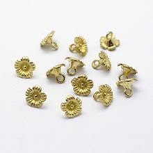 Honeyhandy Brass Pendants, Lead Free & Cadmium Free & Nickel Free, Flower, Raw(Unplated), 6.5x7mm, Hole: 2mm