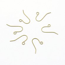 Honeyhandy Brass Earring Hooks, Ear Wire, with Horizontal Loop, Lead Free & Cadmium Free & Nickel Free, Raw(Unplated), 18.5x10x0.6mm, Hole: 2mm, Pin: 0.6mm