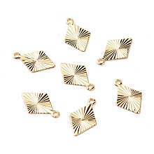 Honeyhandy Brass Charms, Long-Lasting Plated, Cadmium Free & Lead Free, Rhombus, Real 24K Gold Plated, 13x8x0.2mm, Hole: 1.2mm