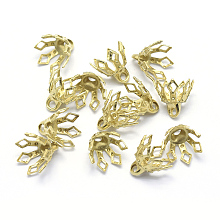 Honeyhandy Brass Bead Caps, Lead Free & Cadmium Free & Nickel Free, Multi-Petal, Raw(Unplated), 7x8x7mm, Hole: 1.5mm