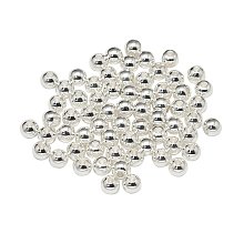 NBEADS 500 Pcs Rack Plating and Vacuum Plating Brass Round Bead Spacers, Cadmium Free & Lead Free, Silver, 3mm, Hole: 1mm