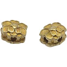 Pandahall Elite About 20 pcs Tibetan Metal Flower Beads Brass Unplated Lotus Flower Spacers Beads Charms for Jewelry Makings 9.5x12mm Hole: 2.5mm