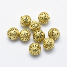 Honeyhandy Brass Filigree Beads, Lead Free & Cadmium Free & Nickel Free, Lantern, Raw(Unplated), 9.5x10mm, Hole: 1mm