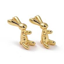 Honeyhandy Brass Pendants, Lead Free & Cadmium Free, Rabbit, Real 18K Gold Plated, 17x8.5x12mm, Hole: 3.5mm