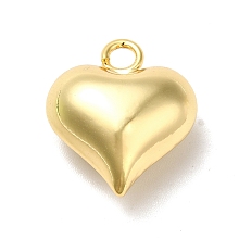 Honeyhandy Rack Plating Brass Pendants, Long-Lasting Plated, Cadmium Free & Lead Free, Puffed Heart Charms, Real 18K Gold Plated, 17.5x15.5x8.5mm, Hole: 2.5mm