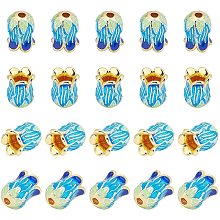 Arricraft 25pcs 5-Petal Rack Plating Brass Enamel Bead Cap for Jewelry Making Findings