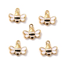 ARRICRAFT Brass Enamel Pendants, Long-Lasting Plated, Cadmium Free & Lead Free, Real 18K Gold Plated, Bees, Black, 9x10x2.5mm, Hole: 1mm