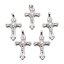 Honeyhandy Alloy Big Pendants, Lead Free & Cadmium Free, Crucifix Cross, Platinum, 50x31x5.5mm, Hole: 4.5x6.5mm