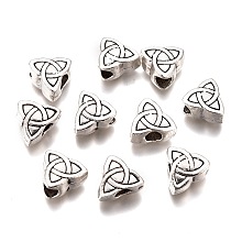 Honeyhandy Tibetan Style Alloy European Beads, Irish Beads,Lead Free & Cadmium Free, Trinity Knot/Triquetra, Antique Silver, 11.5x13.5x7mm, Hole: 4.5mm