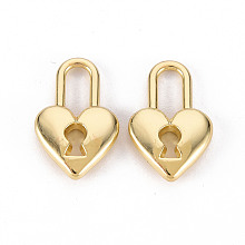 Honeyhandy Rack Plating Alloy Charms, Cadmium Free & Lead Free, Heart Shape Lock, Light Gold, 15x10x2.5mm, Hole: 6x2.5mm