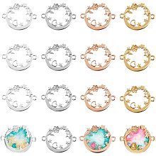 OLYCRAFT 24pcs Open Back Bezel Pendants Flat Round Open Bezel Charms with Heart Star Alloy Frame Pendants Hollow Resin Frames with Loop for Resin Jewelry Making - 4 Colors