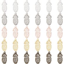 OLYCRAFT 30pcs Fruit Open Back Bezel Pendants Pineapple Shape Bezel Pendants Open Bezel Charms Zinc Alloy Frame Pendants Hollow Resin Frames with Loop for Resin Jewelry Making - 5 Colors