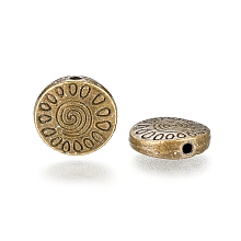 Honeyhandy Tibetan Style Alloy Beads, Cadmium Free & Lead Free, Flat Round with Vortex, Antique Bronze, 12x4mm, Hole: 1.5mm