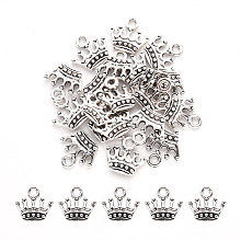 Honeyhandy Zinc Alloy Charms, Lead Free & Cadmium Free, Crown Shape, Antique Silver, 13x14x3mm, Hole: 2mm