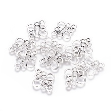 Honeyhandy Tibetan Style Links connectors, Cadmium Free & Lead Free , Chinese knot, Antique Silver, 22x18.5x1mm, Hole: 2.5x3mm