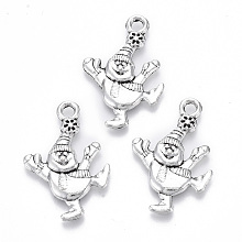 Honeyhandy Tibetan Style Alloy Pendants, Lead Free & Cadmium Free, Christmas Theme, Snowman, Antique Silver, 30x21x2.5mm, Hole: 2.5mm, about 200pcs/500g