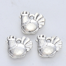 Honeyhandy Tibetan Style Alloy Pendants, Cadmium Free & Lead Free, Chicken, Antique Silver, 12x13x3mm, Hole: 1.5mm, about 416pcs/500g