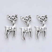 Tibetan Style Alloy Pendants, Cadmium Free & Lead Free, Elk Christmas Reindeer/Stag, Antique Silver, 26.5x12.5x4mm, Hole: 1.8mm, about 221pcs/500g