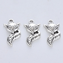 Honeyhandy Tibetan Style Alloy Pendants, Cadmium Free & Lead Free, Fox, Antique Silver, 23.5x13x4mm, Hole: 2mm, about 352pcs/500g