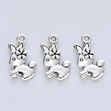 Honeyhandy Tibetan Style Alloy Pendants, Cadmium Free & Lead Free, Rabbit, Antique Silver, 19x10.5x2.5mm, Hole: 1.5mm, about 588pcs/500g