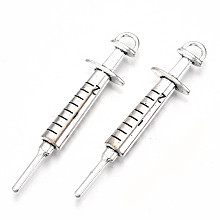 Honeyhandy Tibetan Style Alloy Big Pendants, Lead Free & Cadmium Free, Injection Syringe, Antique Silver, 61.5x14x5mm, Hole: 4.5x3mm, about 90pcs/500g