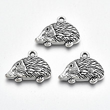 Honeyhandy Tibetan Style Alloy Pendants, Lead Free & Cadmium Free, Hedgehog, Antique Silver, 14.5x19.5x3mm, Hole: 1.8mm, about 375pcs/500g