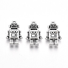 Honeyhandy Tibetan Style Alloy Pendants, Lead Free & Cadmium Free, Robot, Antique Silver, 18x11.5x4mm, Hole: 1mm, about 245pcs/500g