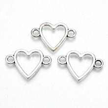 Honeyhandy Tibetan Style Alloy Links Connector, Lead Free & Cadmium Free, Heart, Antique Silver, 16x23x1.5mm, Hole: 2.5mm, about 520pcs/500g