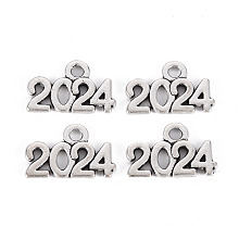 Honeyhandy Tibetan Style Alloy Charms, Lead Free & Cadmium Free, Word 2024, Antique Silver, 9x14x1mm, Hole: 1.6mm, about 900pcs/500g