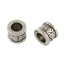 Honeyhandy Tibetan Style Zinc Alloy Beads, Large Hole Column Beads, Lead Free & Cadmium Free, Antique Silver, 8.2x10.7mm, Hole: 6.3mm, about 192pcs/500g