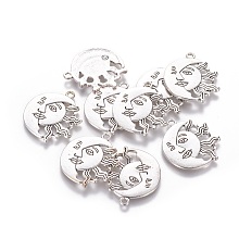 Honeyhandy Tibetan Style Alloy Pendants, Cadmium Free & Lead Free, Sun and Moon, Antique Silver, 29x26x2mm, Hole: 2mm