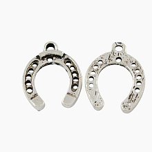 Honeyhandy Tibetan Style Alloy Horseshoe Pendants, Cadmium Free & Lead Free, Antique Silver, 30x22x2mm, Hole: 2mm