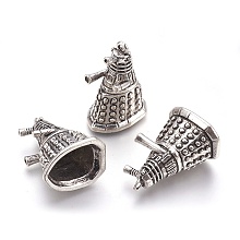 Honeyhandy Alloy Pendants, Tibetan Style, Robot, Cadmium Free & Lead Free, Antique Silver, 34x19x26mm, Hole: 2.5mm