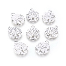 Honeyhandy Tibetan Style Alloy Pendants, Sand Dollar, Cadmium Free & Lead Free, Platinum, 19x15x2mm, Hole: 2mm