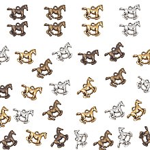 Tibetan Style Alloy Pendants, Lead Free & Cadmium Free, Horse, Mixed Color, 19x14x3mm, Hole: 2mm; about 640pcs/1000g,1box