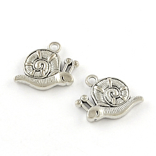 Honeyhandy Tibetan Style Zinc Alloy Pendants, Lead Free & Cadmium Free, Snail Charms, Antique Silver, 15.7x16x3mm, Hole: 1.5mm, about 312pcs/500g