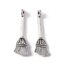 Honeyhandy Tibetan Style Zinc Alloy Broom Pendants, Lead Free & Cadmium Free, Antique Silver, 27x8.7x3mm, Hole: 2mm, about 416pcs/500g