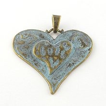 Honeyhandy Heart Tibetan Style Alloy Big Pendants, Cadmium Free & Lead Free, Other Color, 61x64.5x2mm, Hole: 9x4mm